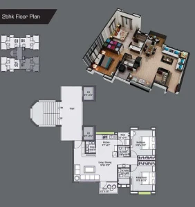 Madhav Platina 2BHK Apartment Floor Plan Layout
