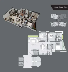 Madhav Platina 3BHK Apartment Floor Plan Layout