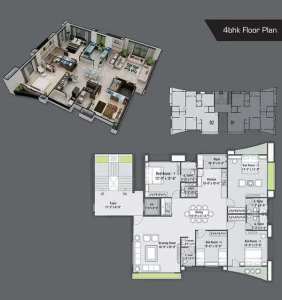Madhav Platina 4BHK Apartment Floor Plan Layout